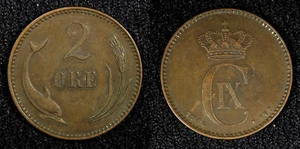 Dänemark Christian IX Bronze 1906 VBP 2 Erz letztes Jahr Typ KM# 793.2 (453) - Bild 1 von 3