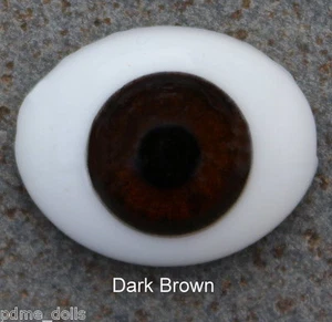 Vidrio macizo, ojos de pisapapeles ovalados de respaldo plano - marrón oscuro, 22 mm - Imagen 1 de 3