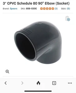 SPEARS (10 Pack) 45 ELBOW 817-030C SCH. 80 3" PIPE SIZE CPVC F439 NSF-PW - Picture 1 of 2