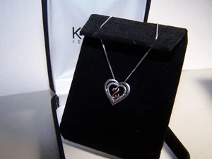 KAY JEWELERS JANE SEYMOUR 10KT GOLD& STERLING DIAMOND OPEN HEARTS NECKLACE - Picture 1 of 9
