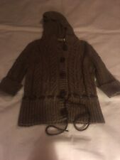 Girls Size Large BKE The Buckle Brown Hooded Cable Knit Button Cardigan Sweater 