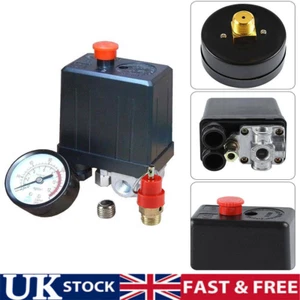 Pressure Gauge Safety Valve Set + Air Compressor Pressure Switch Single Phase UK - Picture 1 of 9