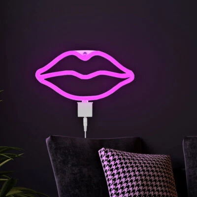 Neonlicht Kuss Wandleuchte LED Deko Wandlampe Silikon Weiß USB- oder Batterie - Bild 1 von 4