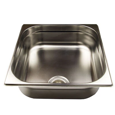 AcMax Waschbecken Edelstahl 354 mm x 325 mm x 100 mm mit einem Universal Ablaufv