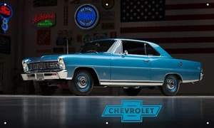 1966 Chevy II Nova SS 3'X5' VINYL BANNER MAN CAVE GARAGE SIGN MECHANICS SHOP - Picture 1 of 1