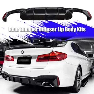 For 17-23 BMW G30 5 Series W/ M Sport Bumper M5 Style Rear Diffuser Glossy Black - Picture 1 of 22