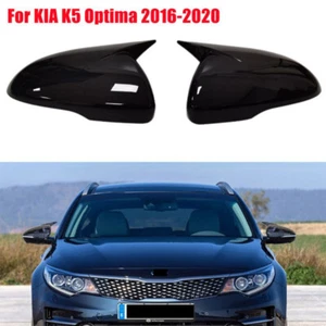2X Glossy Black OX Horn Rear View Side Mirror Covers For Kia Optima K5 2016-2020 - Picture 1 of 8
