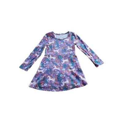 Wonder Nation Girls Long Sleeve Unicorn Print Dress- Size XS 4/5 - Image 1 of 4
