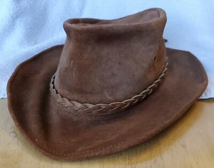 Sombreros Walkabout Cuero Real Australia Unisex-SmL Borde Alambre Alambre Blantte Marrón - Imagen 1 de 12