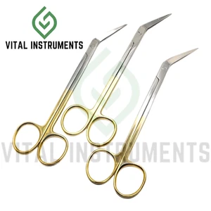 3 Pcs Kelly Angled Scissors 6.25" Gold Surgical Orthodontics Dental Instruments - Bild 1 von 1
