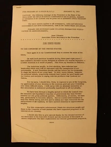 RARE 1961 Dwight D. Eisenhower State of the Union Official Press Release - Picture 1 of 2