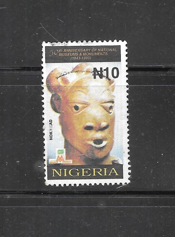 NIGERIA SC #627 CABEZA NOK 1993 10 NAIRA CONMEMORATIVO ANTIGUO POSTAL USADO EN MUY BUEN ESTADO SELLO Foto 1 de 1