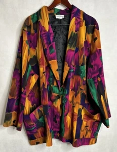 1980s Grove Avenue Blazer Womens L Abstract Oversized Psychedelic Boho **READ - Bild 1 von 10