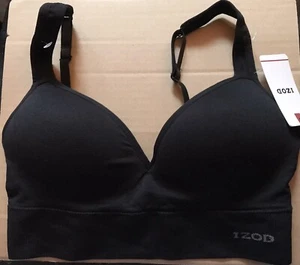 Sujetador IZOD Pequeño Negro Inalámbrico Moldeado Correas Ajustables Logo Acanalado para Mujer Nuevo con Etiquetas - Imagen 1 de 5