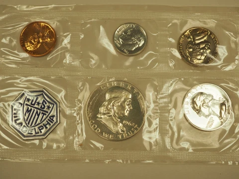 1962 Silver Proof Set - Flat Pack 5 Coin Set - OGP with pink COA - Lot 5-24 Cover