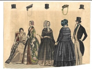 LES MODES PARISIENNES VICTORIAN FASHION PLATE 1845 FASHIONS - Picture 1 of 3