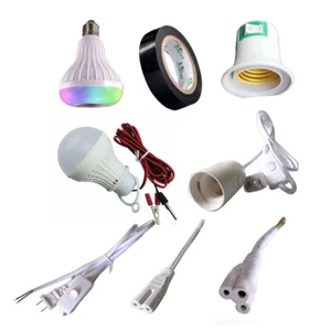 Bulb Light Socket Holders E27 Lamp Bases + Switch Wire 1.5m 1.8m - Picture 1 of 33