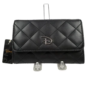 Cartera Disney Hebilla Abajo Negra Acolchada 6.5" x 4.5" Plegable Cuero Sintético Nueva - Imagen 1 de 6