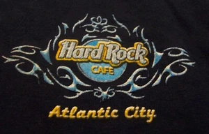 Vintage HARD ROCK CAFE ATLANTIC CITY T-Shirt Mens Large Navy Blue Guitar - Picture 1 of 6