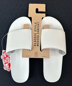 Sandalias deslizables VANS Decon Marshmallow de cuero blanco / para mujer / nuevas - Imagen 1 de 6