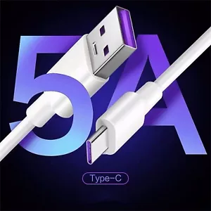 USB C 5A Fast Charging Cord Mobile Phone Accessories Data Wire Type C Charger 1M - Picture 1 of 6