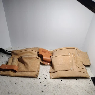 AWP American Work Products LS-499-4 Leather Work Tool Belt 11 Pockets Exc Cond!! - Image 1 of 4
