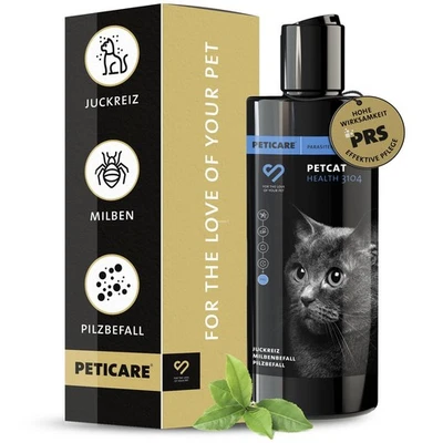 Peticare Katzen Pflege-Shampoo bei Juckreiz Milben Pilz Floh | 250 ml