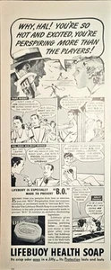 Lifebuoy Health Soap Hot and excited Perspiring more-1940 Vintage Print Ad - Picture 1 of 1