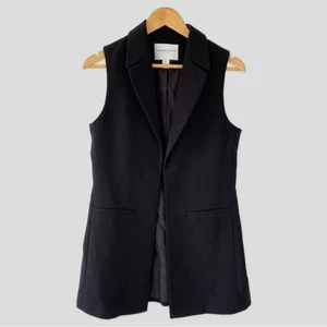 Katherine Barclay Montreal Open Front Vest Long Fitted Sleeveless Black Size M - Picture 1 of 11