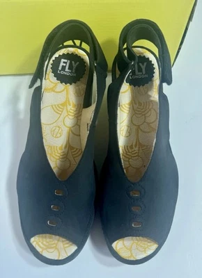 Fly London Women's Shoe Size 38 EU 7 US Cupido Black YEAY387FLY Wedge Sandal - Image 1 of 4