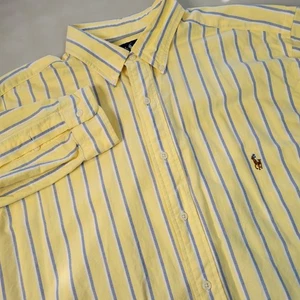 Ralph Lauren Classic Fit Button Down Shirt Mens LT Yellow Striped Flesh Pony - Picture 1 of 8