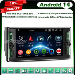 Radio de coche 64 GB Android 14 DAB+ GPS Navi para Toyota Corolla Prado RAV4 Hilux Vios - Imagen 1 de 24