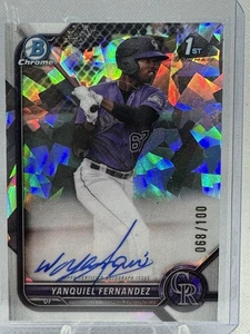 Bowman 2022 cromo auto refactor atómico Yanquiel Fernández/100 - Imagen 1 de 2