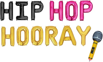 Banner Globos Hop Hooray Años 90, Decoraciones Temáticas Hip Hop Años 80 Años 90 Cumpleaños  Foto 1 de 4