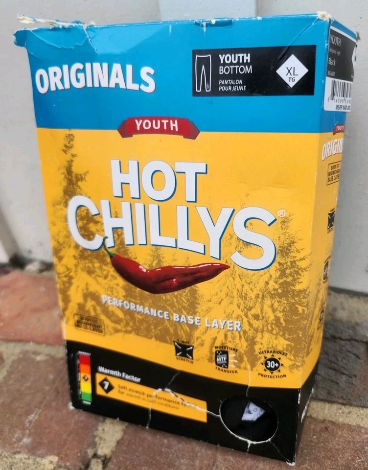 Hot Chillys Youth Originals Tight Black Bottoms, Performance Base Layer, XL, New - Image 1 of 4