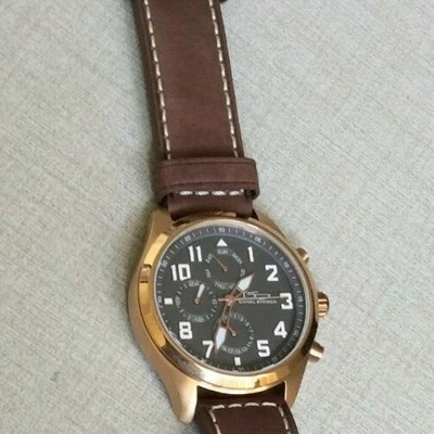 Reloj Daniel Steiger para hombre de oro rosa esfera negra cronógrafo correa de cuero marrón! Foto 1 de 4