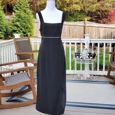 Vestido Formal Vintage Y2K CDC Noche Negro Estrás Espalda Abierta Talla 12 DEFECTUOSO Foto 1 de 4