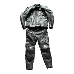 Scott Leathers Vintage Black Motorcycle Suit Size 46 Waist 38” Made In UK - Picture 1 of 18