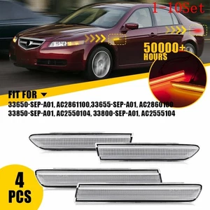 For 2004-08 Acura TL Clear Front+Rear Amber&Red LED Side Marker Lights 1-10Set - Picture 1 of 15
