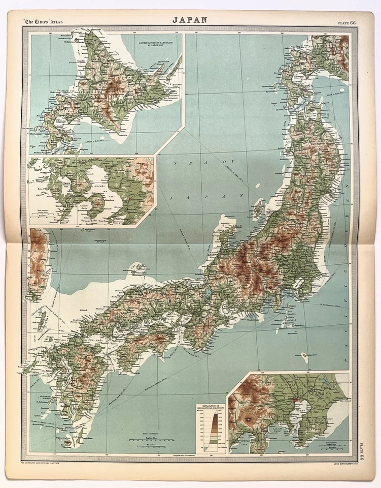 JAPAN - 1922 TIMES ANTIQUE FOLDING MAP by Bartholomew - Image 1 of 1