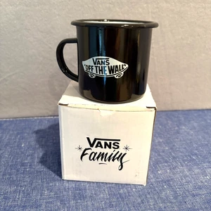 NIB!! Vans Enamel Mug Black "Off the Wall" Logo Checkerboard Base Camping Retro - Picture 1 of 8