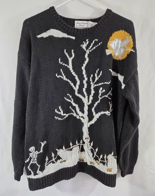 Suéter Vintage Marisa Christina Halloween Tejido a Mano Grande Foto 1 de 4