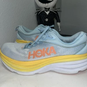 🔥Hoka One One Bondi 8 Damenschuhe Größe 11 B blau gelb Sneaker Komfort - Bild 1 von 9