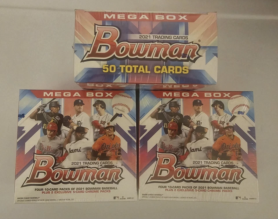 2021 Bowman Baseball MLB Mega Box Lot of 3 Factory Sealed - Image 1 of 1