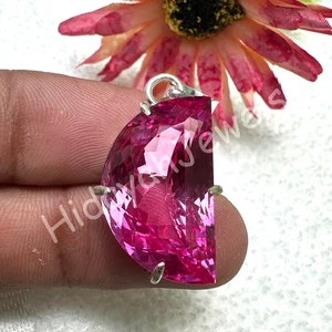 45 Ct Certified Natural Pink Sapphire Gemstone Pendant 925 Sterling Silver. - Picture 1 of 6
