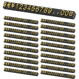 20er Set Preisanzeige Würfel, verstellbarer Preisschild Ständer, (schwarz/gold, M) - Bild 1 von 7