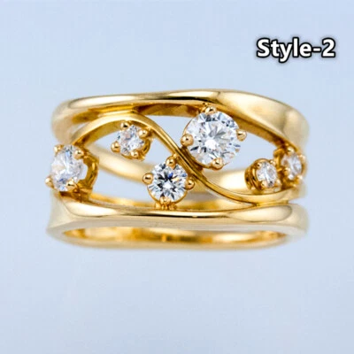 Moda Dos Tonos Anillo Plata 925 Mujer Joyería Circón Cúbico Anillo Talla 6-10 Foto 1 de 3