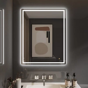 24'' x 30'' Led Bathroom Mirror Gesture Control Wall Mounted Frameless Lighted - Picture 1 of 9