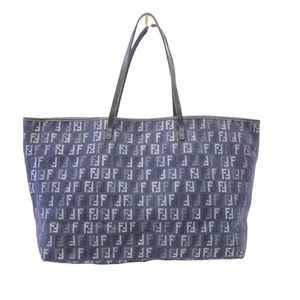 Fendi Zucchino Tote Bag Denim Navy Authentic 13199 - Picture 1 of 24