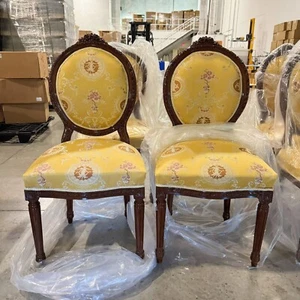 French Style Yellow Chair with Gold Details Rococo Baroque - Picture 1 of 8